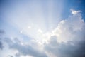 Sun rays behind cloud in the sky Royalty Free Stock Photo