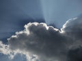 Sun rays behind clouds sky Royalty Free Stock Photo