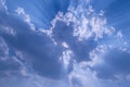 Sun rays behind clouds Royalty Free Stock Photo