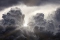 Sun rays breaking through the dark clouds. Clouds background. Dramatic grey clouds Royalty Free Stock Photo