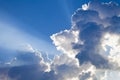 Sun rays with clouds on blue sky landscape.rays of light on the Royalty Free Stock Photo