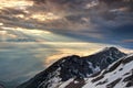 Sun rays and clouds over Karavanke and Sava valley Slovenia Royalty Free Stock Photo