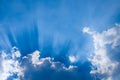 Sun rays on cloudy sky dramatic scene Royalty Free Stock Photo