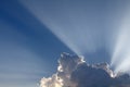 Sun rays come through clouds. Royalty Free Stock Photo
