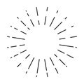 Sun rays drawn symbol. Sunlight linear icon vector illustration isolated on white background. Royalty Free Stock Photo