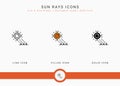 Sun rays icons set vector illustration with solid icon line style. Ultraviolet protection concept. Royalty Free Stock Photo