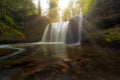 Sun Rays over Hidden Falls in Clackamas OR Royalty Free Stock Photo