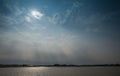 Sun rays over lake Asia global ecology