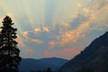 Sun rays at sunset, Montana Royalty Free Stock Photo