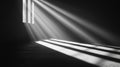 Sun Rays through Window in Dark Room Generative AI Royalty Free Stock Photo