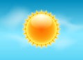 Sun realistic rays icon. Vector weather forecast sun sky design. Sunshine nature summer light