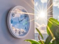 The sun is reflected in the wall clock Royalty Free Stock Photo