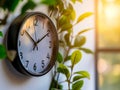 The sun is reflected in the wall clock Royalty Free Stock Photo