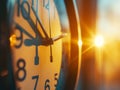 The sun is reflected in the wall clock Royalty Free Stock Photo