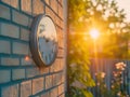 The sun is reflected in the wall clock Royalty Free Stock Photo