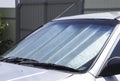 Sun Reflector windscreen. Protection of the car panel from direc Royalty Free Stock Photo