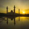 Sun rise at the back of the Tengku Ampuan Jemaah Mosque Royalty Free Stock Photo