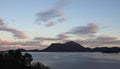 Sunrise at small islands from Bergsoya island in Norway Royalty Free Stock Photo