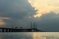 Sun rise through the cloud at Penang second bridge