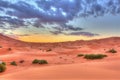 Sun rise in the sand desert