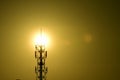 Sun rise Golden yellow glitter With wireless telephone towers