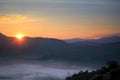 Sun rise on mountains Royalty Free Stock Photo