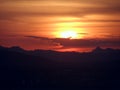 Sun rise over the mountains Royalty Free Stock Photo