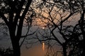 Sun rise at Thol Wildlife Sanctuary Royalty Free Stock Photo