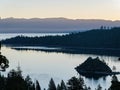 Sun rise view of the Lake Tahoe  Emerald Bay and Fannette Island Royalty Free Stock Photo