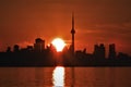 Dramatic Fiery Red Sunrise Over Toronto Skyline