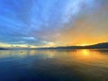 Sunrise on Lake Zurich & x28;ZÃÂ¼richsee& x29; Royalty Free Stock Photo