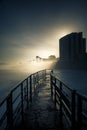 The sun rises through the fog covering downtown La Jolla Royalty Free Stock Photo