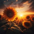 Sun rises over a field of glorious sunflowers