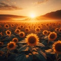 Sun rises over a field of glorious sunflowers