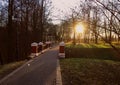 The sun rises over Loshitsky Park Royalty Free Stock Photo