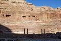 The sun rises over the Street of Facades at Petra in Jordan.