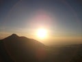 The sun rises from the top of the Andong mountains, Central Java Royalty Free Stock Photo