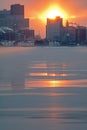 Sun Rising Above The Buffalo, New York Skyline Royalty Free Stock Photo