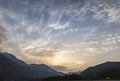 Sun rising blue sky over the mountain in India Royalty Free Stock Photo