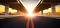 Sun rising behind perspective on bridge ram construction and asp Royalty Free Stock Photo