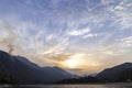 Sun rising blue sky over the mountain in India Royalty Free Stock Photo