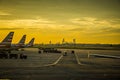 sun rising early morning over charlotte skyline seen from clt ai