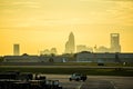 sun rising early morning over charlotte skyline seen from clt ai Royalty Free Stock Photo