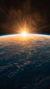 Sun Rising Over Earth From Space, A Spectacular View of Our Planet Bathed in Morning Light Royalty Free Stock Photo