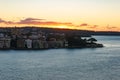 Sun rising over Kirribilli suburb of Sydney