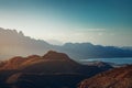 Sun rising over mountains and a bay near Loreto, Mexico