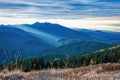 Sun rising over the Olympic Mountains, Washington Royalty Free Stock Photo