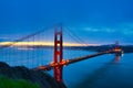 Early morning sunrise over San Francisco behind the Golden Gate Bridge. Royalty Free Stock Photo