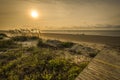 Sun Rising Over Sand Dunes On A Barrier Island