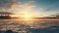 Serene Winter Landscape Hyper-detailed Rendering Of Snowy Field In Rural Finland